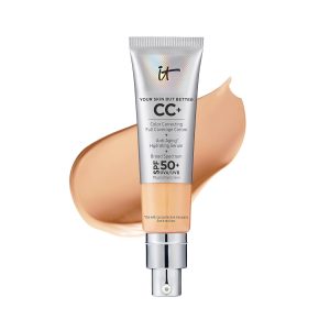 IT Cosmetics CC+ Cream – Full-Coverage Foundation With SPF 50, Color Corrector & Anti-Aging Serum, Formulated With Niacinamide & Hyaluronic Acid, Natural Finish, For All Skin Types, 1.08 fl oz