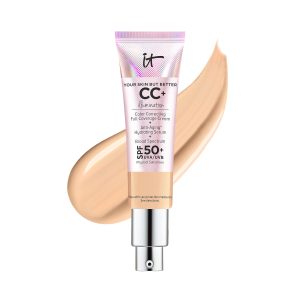IT Cosmetics CC+ Cream Illumination – Full-Coverage Foundation With SPF 50, Color Corrector & Anti-Aging Serum, Formulated With Niacinamide & Hyaluronic Acid, Radiant Finish, 1.08 fl oz