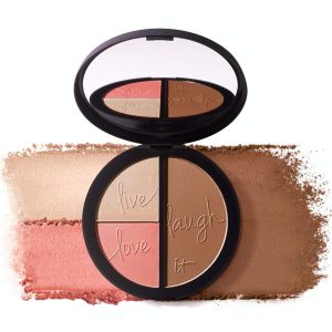 IT Cosmetics Your Most Beautiful You 3-in-1 Makeup Palette – Matte Bronzer – Radiance Luminizer -Brightening Powder Blush – With Peptides & Drops of Light Technology